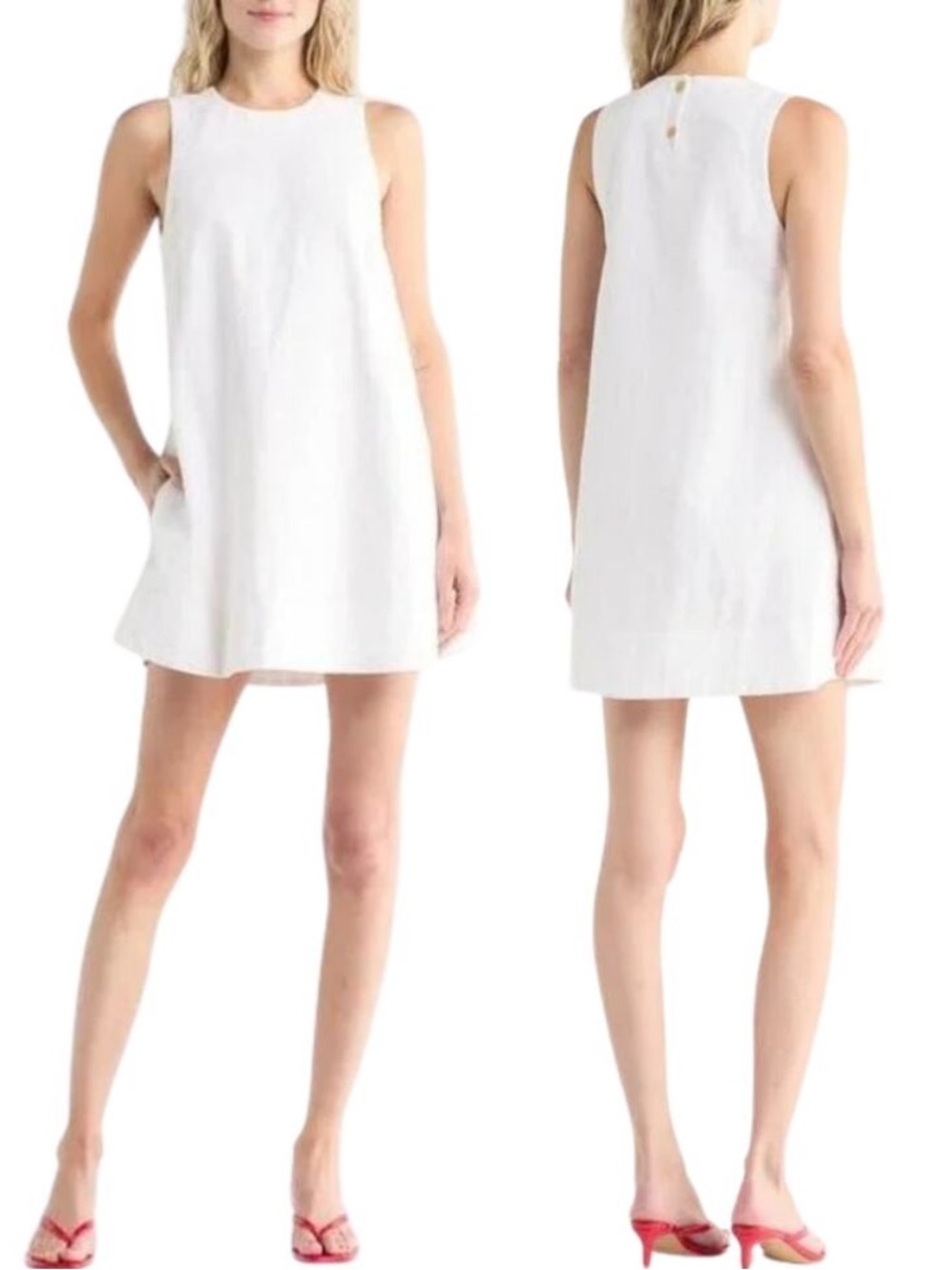 rag & bone Women's Rosalind Cotton & Linen Trapeze Dress White small